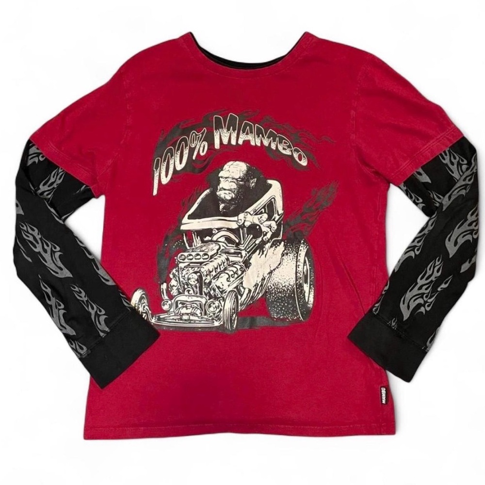 Vintage Mambo Australia 100% Mambo Hot Rod Rat Rod Layered Flame Sleeve Graphic